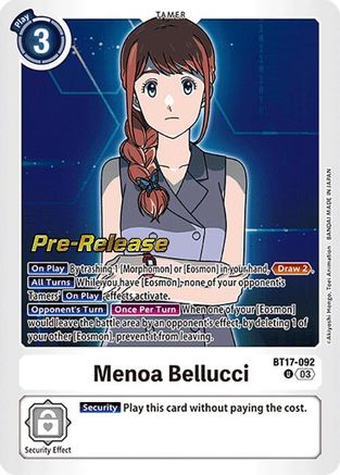 Menoa Bellucci (BT17-092) - Secret Crisis Pre-Release Cards Foil