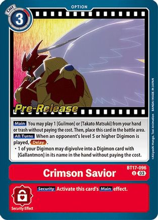 Crimson Savior (BT17-096) - Secret Crisis Pre-Release Cards Foil