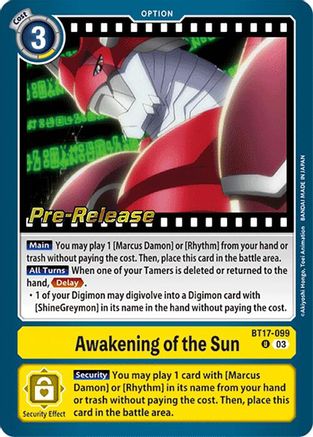 Awakening of the Sun (BT17-099) - Secret Crisis Pre-Release Cards Foil