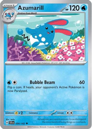 Azumarill 034  - Reverse Holofoil SV07 Stellar Crown - Uncommon