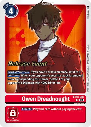 Owen Dreadnought (BT18-087) - Release Special Booster 2.0 Celebration Event Cards Foil