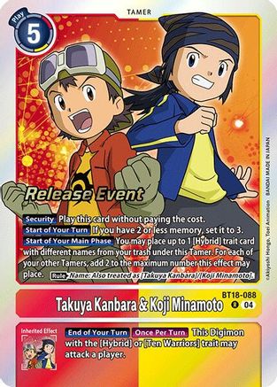 Takuya Kanbara & Koji Minamoto (BT18-088) - Release Special Booster 2.0 Celebration Event Cards Foil
