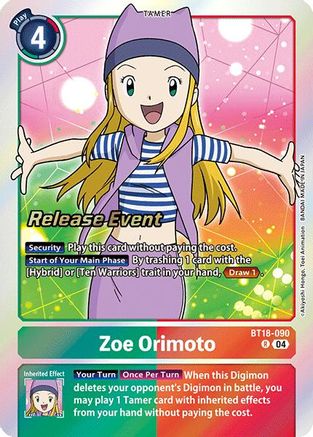 Zoe Orimoto (BT18-090) - Release Special Booster 2.0 Celebration Event Cards Foil