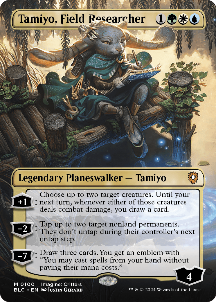 Tamiyo, Field Researcher (Borderless) (BLC-100) - Bloomburrow Commander Foil