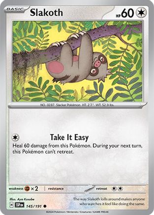 Slakoth 145/191  - Reverse Holofoil SV08 Surging Sparks - Common