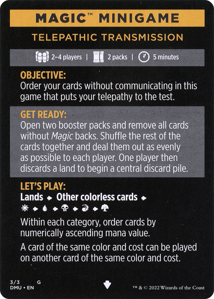 Telepathic Transmission // Telepathic Transmission (cont'd) (MDMU-003) - Dominaria United Minigames