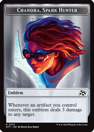 Emblem - Chandra, Spark Hunter // Vehicle Double-Sided Token (DFT-13 // 12) - Aetherdrift Foil