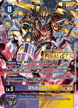 Rhihimon (2025 Regionals Finalist) (BT18-081) - Release Special Booster 2.0 Foil