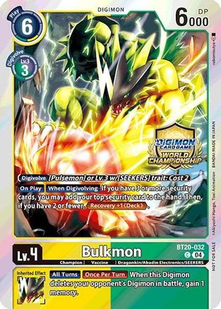 Bulkmon (Regionals 25-26 Champion Card Set Season 1) (BT20-032) - Release Special Booster 2.5 Foil