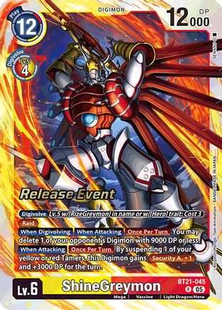 ShineGreymon (BT21-045) - World Convergence Release Event Cards Foil