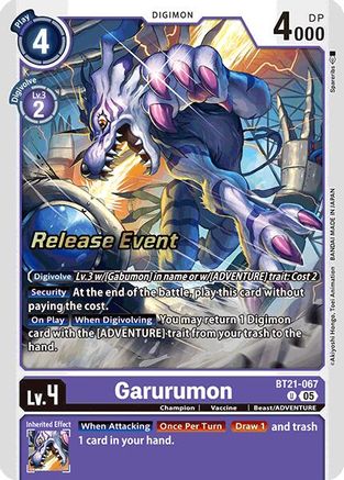 Garurumon (BT21-067) - World Convergence Release Event Cards Foil