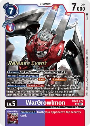 WarGrowlmon (BT21-076) - World Convergence Release Event Cards Foil