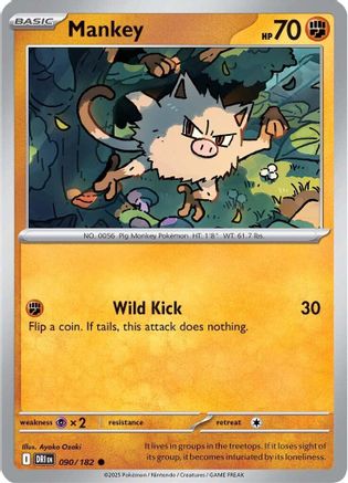 Mankey 090  - Reverse Holofoil SV10 Destined Rivals - Common