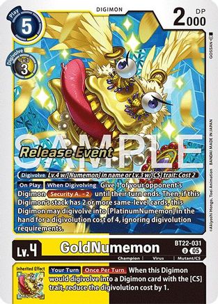 GoldNumemon (BT22-031) - Cyber Eden Release Event Cards Foil