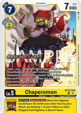 Chaperomon (BT22-036) - Cyber Eden Release Event Cards Foil
