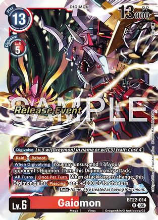 Gaiomon (BT22-014) - Cyber Eden Release Event Cards Foil