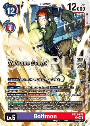 Boltmon (BT22-078) - Cyber Eden Release Event Cards Foil