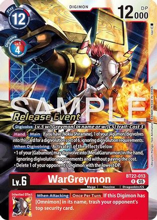 WarGreymon (BT22-013) - Cyber Eden Release Event Cards Foil