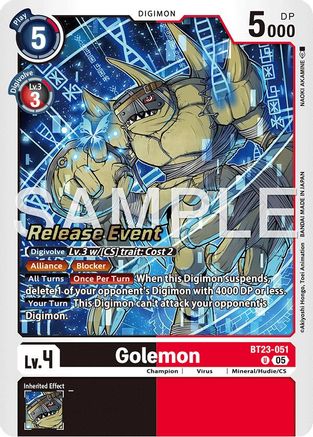 Golemon (BT23-051) - Hackers' Slumber Release Event Cards Foil