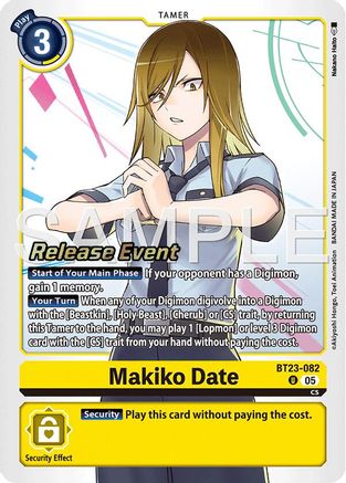 Makiko Date (BT23-082) - Hackers' Slumber Release Event Cards Foil