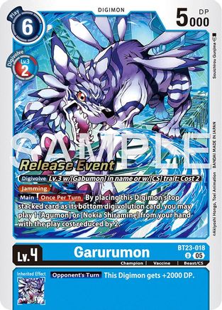 Garurumon (BT23-018) - Hackers' Slumber Release Event Cards Foil