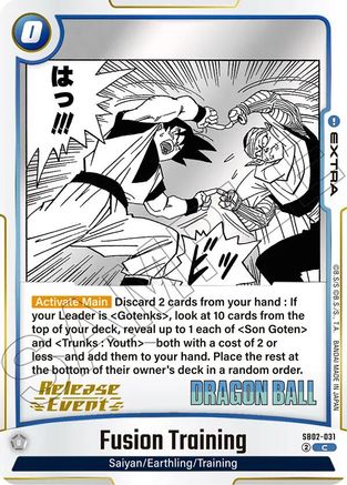Fusion Training (SB02-031) - Manga Booster 02 Release Event Cards Holofoil