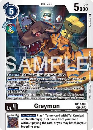 Greymon - BT17-102 (Reprint) (BT17-102) - Advanced Booster Digimon Generation Foil