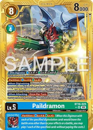 Paildramon - BT16-025 (Gold Border) (BT16-025) - Advanced Booster Digimon Generation Foil