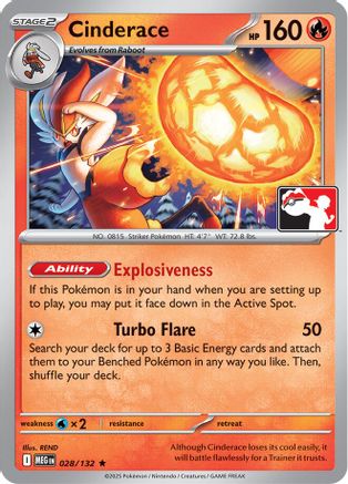 Cinderace 028/132  Prize Pack Series Cards - Rare