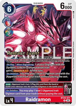 Raidramon (BT24-071) - Time Stranger Release Event Cards Foil