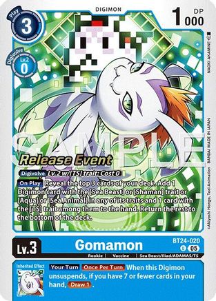 Gomamon (BT24-020) - Time Stranger Release Event Cards Foil
