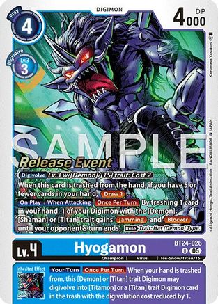 Hyogamon (BT24-026) - Time Stranger Release Event Cards Foil