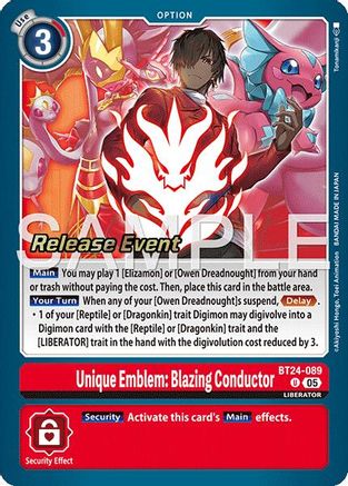 Unique Emblem: Blazing Conductor (BT24-089) - Time Stranger Release Event Cards Foil