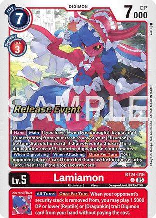 Lamiamon (BT24-016) - Time Stranger Release Event Cards Foil