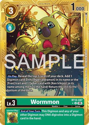 Wormmon - BT12-047 (Gold Border) (BT12-047) - Advanced Booster Digimon Generation Foil