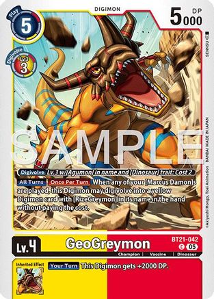 GeoGreymon - BT21-042 (Reprint) (BT21-042) - Advanced Booster Digimon Generation Foil