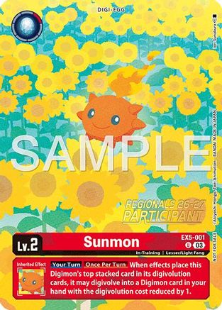 Sunmon (Regionals 26-27 Season 1 Participant) (EX5-001) - Animal Colosseum Foil