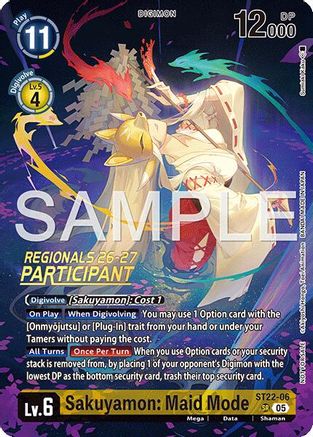 Sakuyamon: Maid Mode (Regionals 26-27 Season 1 Participant) (ST22-06) - Starter Deck 22: Amethyst Mandala Advanced Deck Set Foil