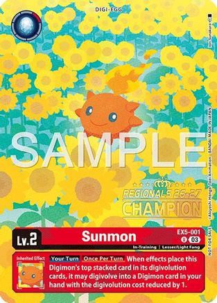 Sunmon (Regionals 26-27 Season 1 Champion) (EX5-001) - Animal Colosseum Foil