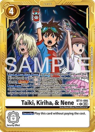 Taiki, Kiriha, & Nene (Gold Border) (BT11-095) - Advanced Booster Digimon Generation Foil