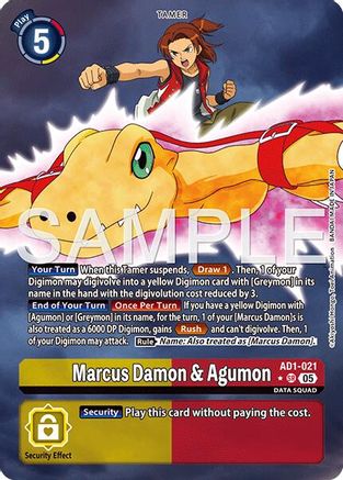Marcus Damon & Agumon (Alternate Art) (AD1-021) - Advanced Booster Digimon Generation Foil