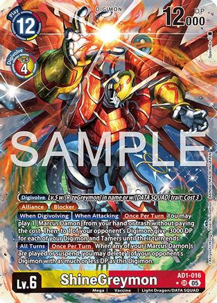 ShineGreymon - AD1-016 (Alternate Art) (AD1-016) - Advanced Booster Digimon Generation Foil