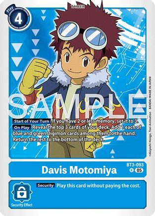 Davis Motomiya (Reprint) (BT3-093) - Advanced Booster Digimon Generation Foil