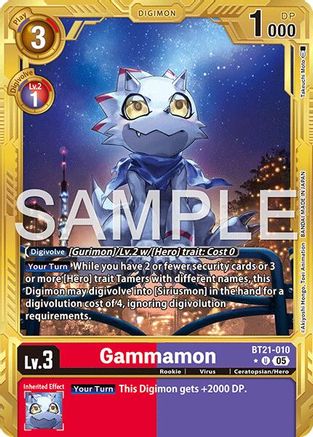 Gammamon - BT21-010 (Gold Border) (BT21-010) - Advanced Booster Digimon Generation Foil