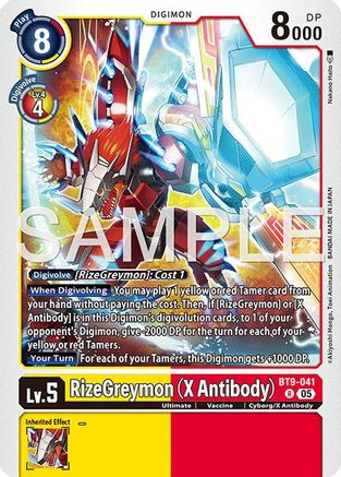 RizeGreymon (X Antibody) (Reprint) (BT9-041) - Advanced Booster Digimon Generation Foil
