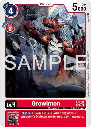 Growlmon - ST7-05 (Reprint) (ST7-05) - Advanced Booster Digimon Generation Foil