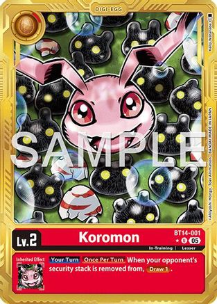 Koromon - BT14-001 (Gold Border) (BT14-001) - Advanced Booster Digimon Generation Foil