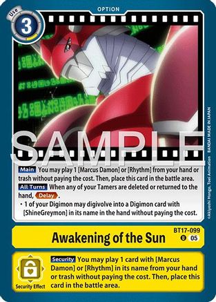 Awakening of the Sun (Reprint) (BT17-099) - Advanced Booster Digimon Generation Foil