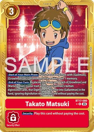 Takato Matsuki - BT17-080 (Gold Border) (BT17-080) - Advanced Booster Digimon Generation Foil