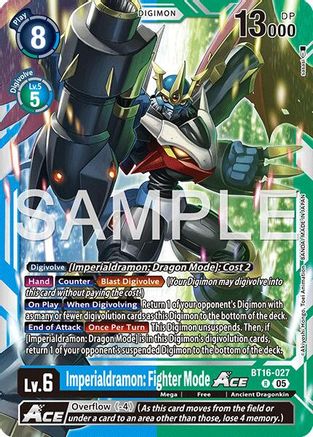 Imperialdramon: Fighter Mode ACE - BT16-027 (Reprint) (BT16-027) - Advanced Booster Digimon Generation Foil